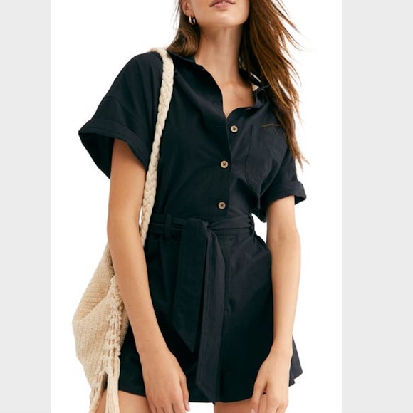Free People Pants - Free People Romper No Plans Romper Black Color Shorts OB977924